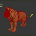 3D Animated Lion Character With Red Mane Blue Eyes And Reflection On Dark Background