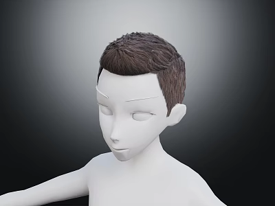 3D Character Model Design With Brown Short Hair White Skin And Dark Background 3d model