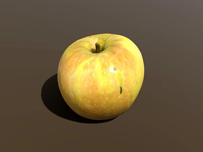 Fresh Yellow Red Apple With Shiny Skin And Natural Texture On Dark Background 3d model