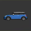 Stylish Blue Small Car With White Roof Black Wheels And Sporty Exterior Design