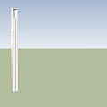 Tall Columnar Outdoor Light Glowing At Base In Open Ground Under Cloudy Night Sky