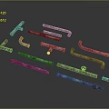 Pipes Fittings Elbows and Tees with Red White Patterned Design for Plumbing