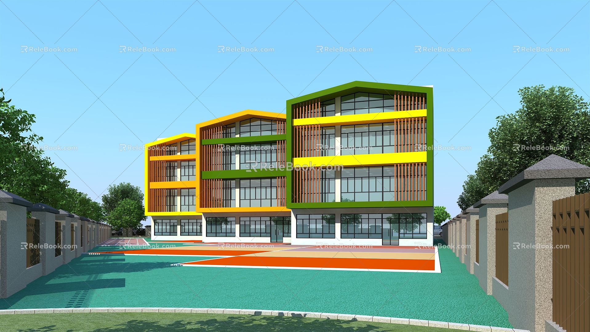 Modern Kindergarten Architecture Kindergarten Outdoor Sports 3d model