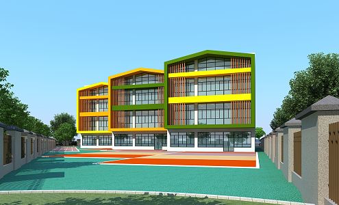 Modern Kindergarten Architecture Kindergarten Outdoor Sports 3d model