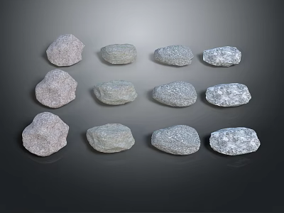 Natural Wood And Stone Decorative Materials With Various Shapes Textures And Colors 3d model