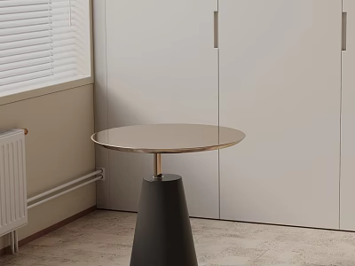 Modern Round Top Side Table With Black Cone Base And Gold Metal Stand 3d model