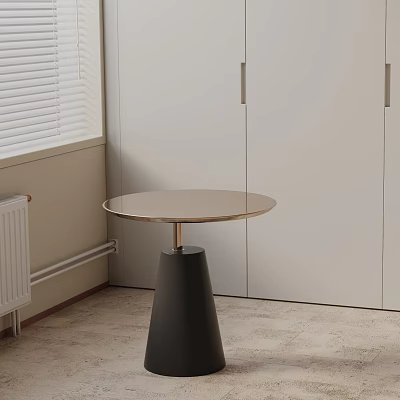 Modern Round Top Side Table With Black Cone Base And Gold Metal Stand 3d model Modern Round Top Side Table With Black Cone Base And Gold Metal Stand 3d model
