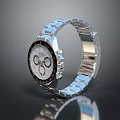 Stylish Silver Watch With Metal Strap White Dial And Black Bezel