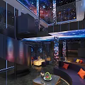 Elegant KTV Interior With Starry Sky Ceiling And Dining Tables Chairs 3d model