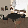 Middle style dining table and chair 3d model