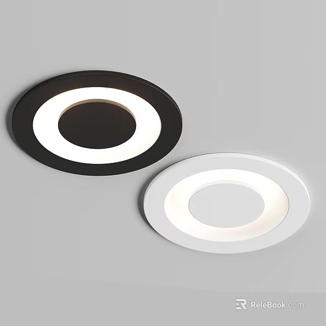 Modern Minimalist Round Ceiling Lights in Black and White with LED Lighting 3d model 