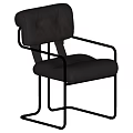 Modern Minimalist Leather Armchair With Button Tufted Backrest And Metal Frame 3d model