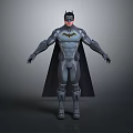 Batman 3D Game Movie Character Wearing Gray Armor Costume With Cape and Symbol
