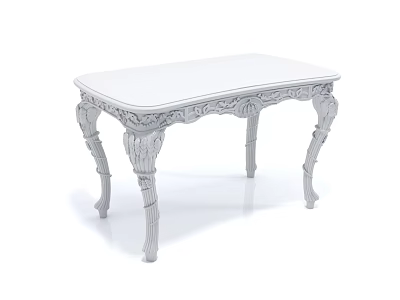 Elegant White Functional Desk With Ornate Carved Legs And Classic Design Style 3d model