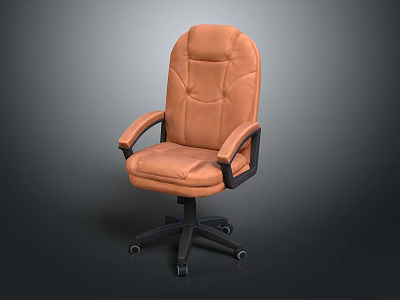 Modern Orange Leather Office Chair With Adjustable Armrests And Swivel Base 3d model