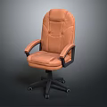 Modern Orange Leather Office Chair With Adjustable Armrests And Swivel Base