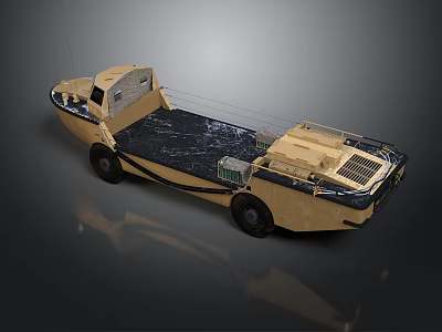 Military Vehicle Amphibious Sand Colored Design Open Cargo Area With Antenna And Storage Compartments 3d model