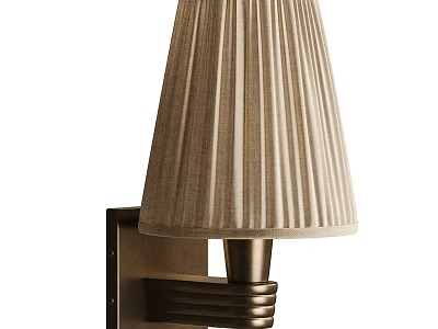 Elegant Classic Wall Lamp With Beige Pleated Linen Shade And Metal Base 3d model