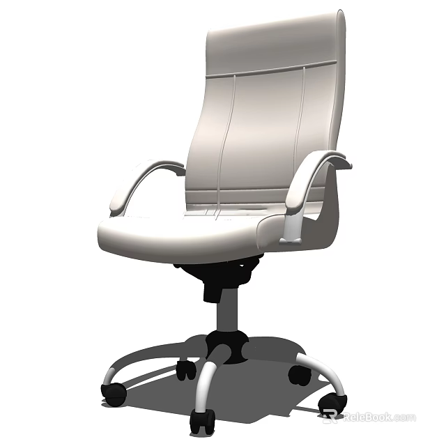 Comfortable Light Colored Office Chair With High Backrest Armrests And Swivel Base 3d model