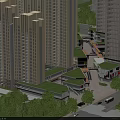 Modern High Rise Residential Buildings with Green Spaces Commercial Facilities and Road Network