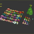 Christmas Themed Decorative Ornament Set With Tree Gift Boxes And Colorful Balls