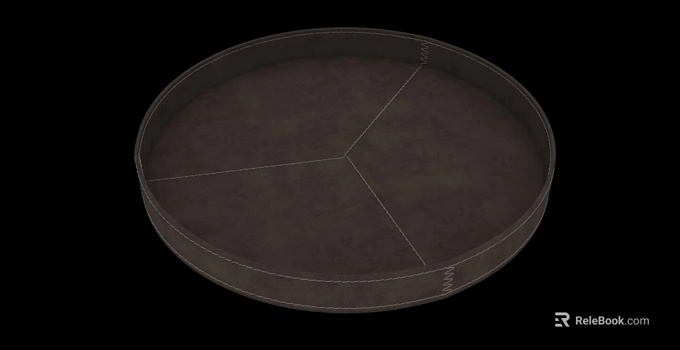 Dark Brown Circular Divided Tray With Stitching Details For Organizing Items 3d model
