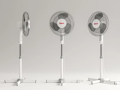 Three Zer Standing Fans White and Gray Home Cooling Appliances Design 3d model