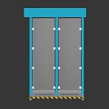 Modern Blue Pavilion Structure With Transparent Panels Metal Frame And Gray Base