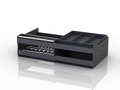 Modern Black Kitchen Cabinet Drawer Organizer With Divided Compartments And Metal Handle 3d model