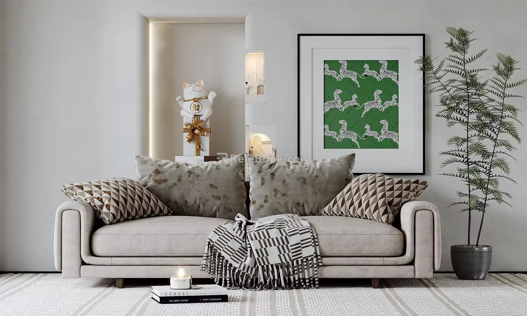 Modern double sofa multiplayer sofa 3d model