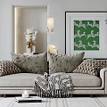 Modern double sofa multiplayer sofa 3d model