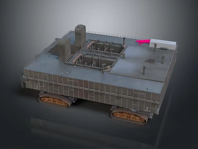 Large Tracked Military Vehicle With Heavy Duty Roof Equipment Platform And Structures 3d model