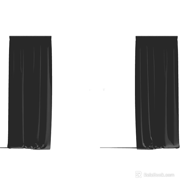 Black Curtains With Two Panel Design Soft Fabric Elegant Drapery Window Treatment 3d model 