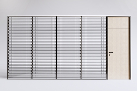 Modern swing door glass louver partition 3d model