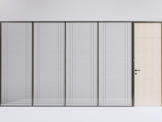 Modern swing door glass louver partition 3d model