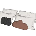 Soft Decorative Pillows Including White Black H Shaped And Brown Cloud Shaped Designs
