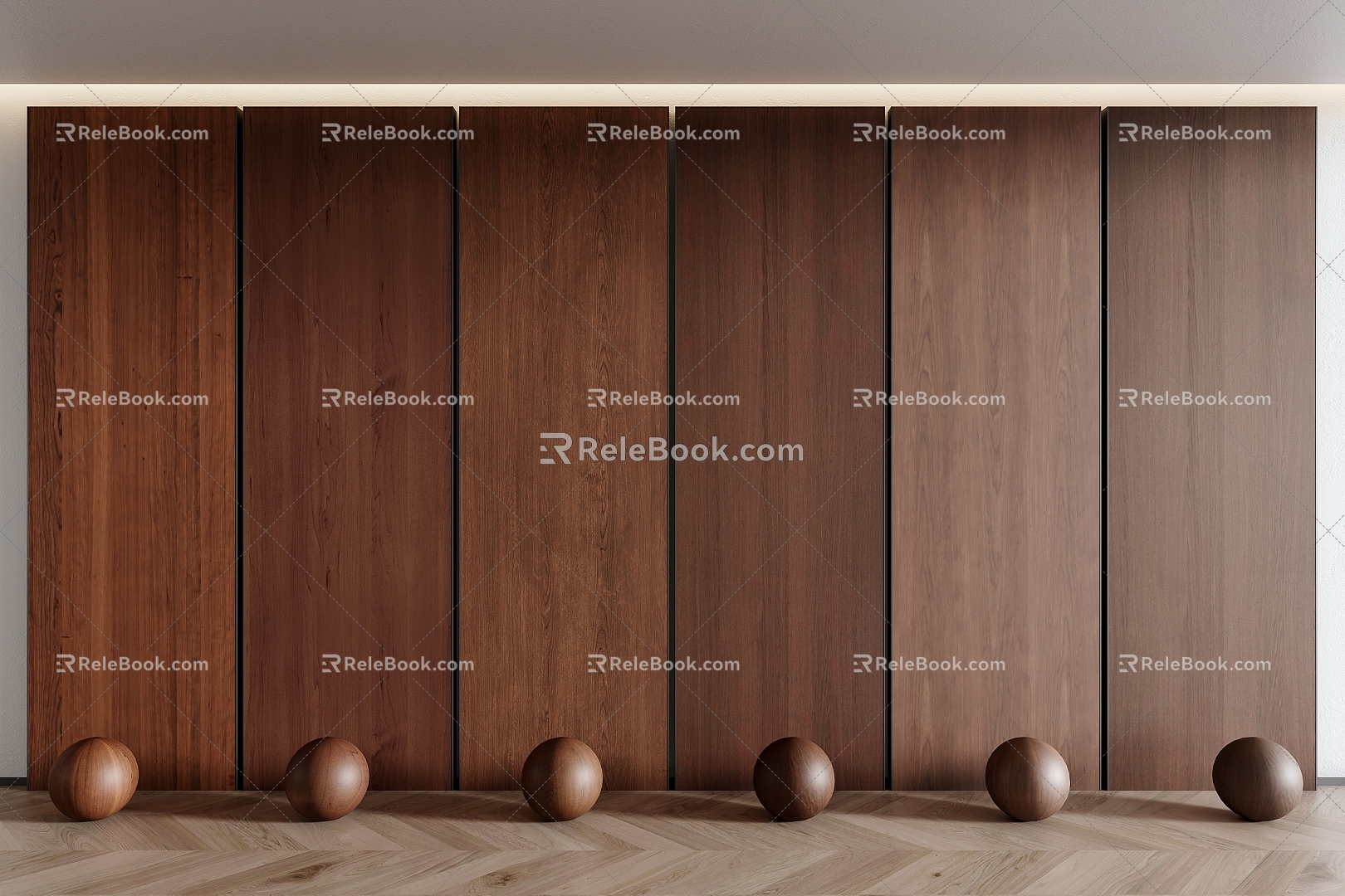 Modern wood veneer wall panel wall veneer wood veneer background wall wood board 3d model