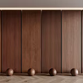 Modern Interior Design With Wooden Wall Panels And Decorative Balls