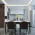 Modern Living and Dining Room Interior With Brown Sofa Round Coffee Table and Abstract Painting