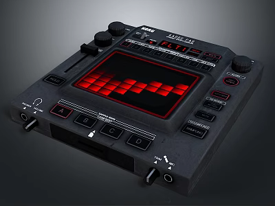 Guitar Effects Processor With Red Display Panel Control Knobs And Buttons 3d model