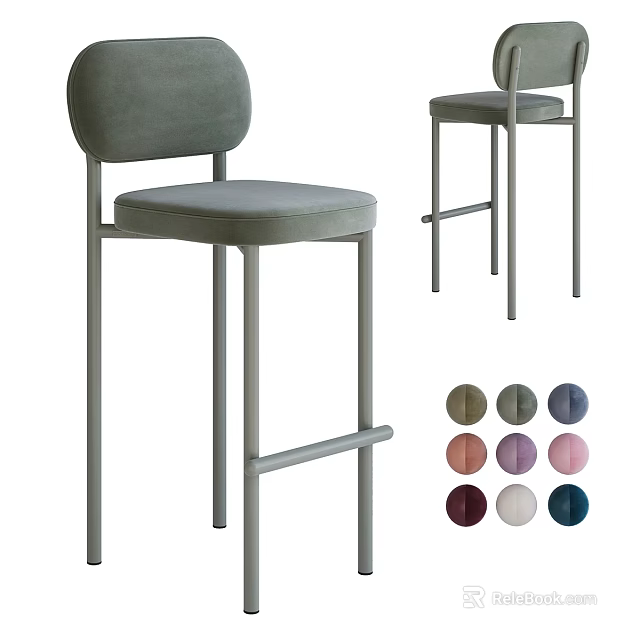 Modern Bar Stools With Comfortable Seat And Sturdy Frame Multiple Color Choices 3d model
