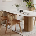 Modern Dining Table and Chair Combination Cream Dining Table and Chair Combination 3d model