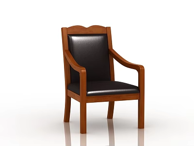 Comfortable Stylish Leisure Chair With Wooden Frame Black Leather Upholstery And Armrests 3d model