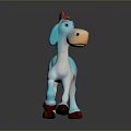 Cute Blue Cartoon Donkey Toy With Red Tipped Ears And Brown Hooves
