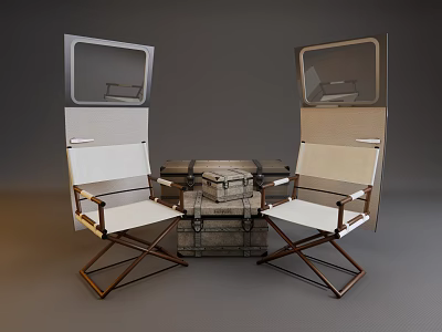Stylish Table And Chair Set With Folding Design Wooden Frames And Comfortable Seats 3d model