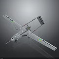 Gray Unmanned Aerial Drone With Long Wings Green Markers And Surveillance Body
