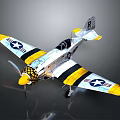 Cosmic Aerospace Vintage Propeller Airplane Model Featuring American Star Insignia And White Yellow Black Colors