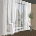Modern Curtain Window Screen 3d model