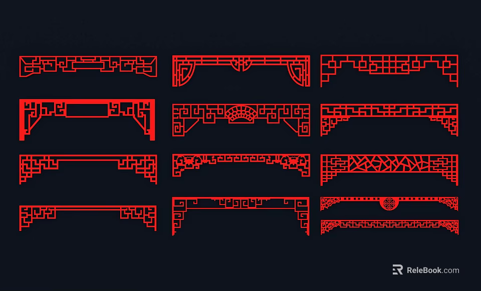 Traditional Chinese Carving Patterns With Intricate Designs And Decorative Elements 3d model