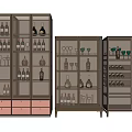 Modern Wine Cabinet With Glass Doors And Wine Bottle Glass